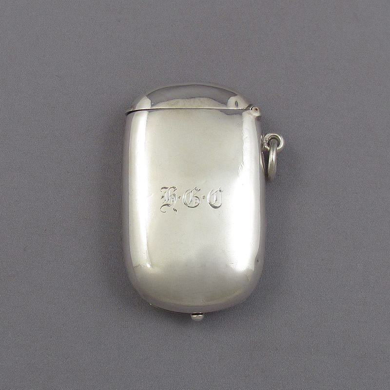 Victorian Silver Vesta Sovereign Stamp Case - JH Tee Antiques