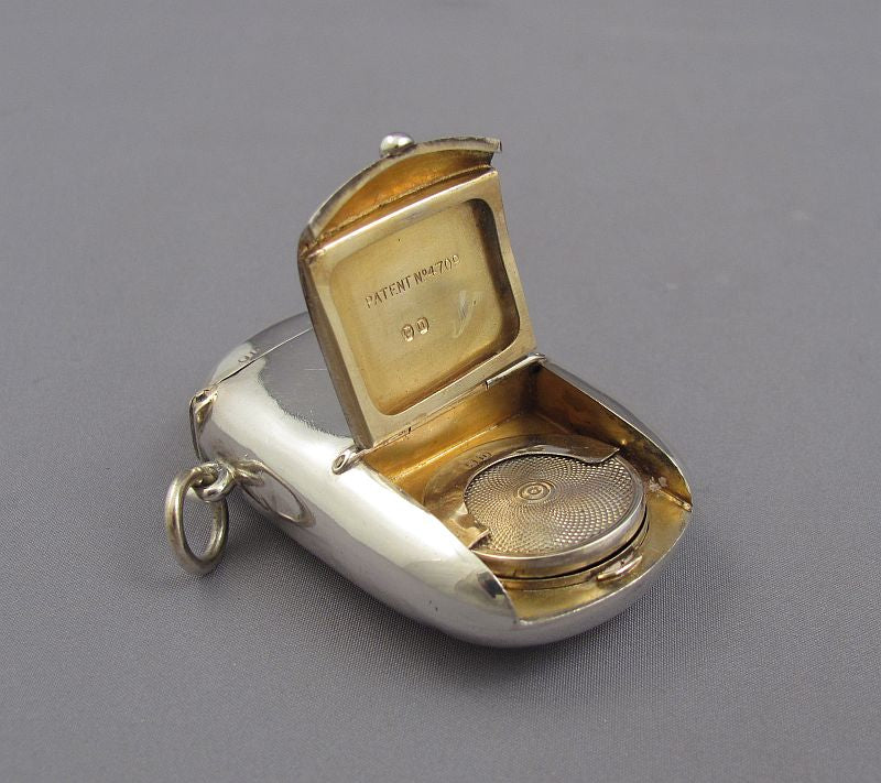 Victorian Silver Vesta Sovereign Stamp Case - JH Tee Antiques