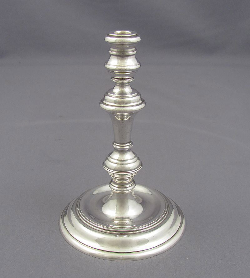 Pair of Cast English Silver Tapersticks - JH Tee Antiques