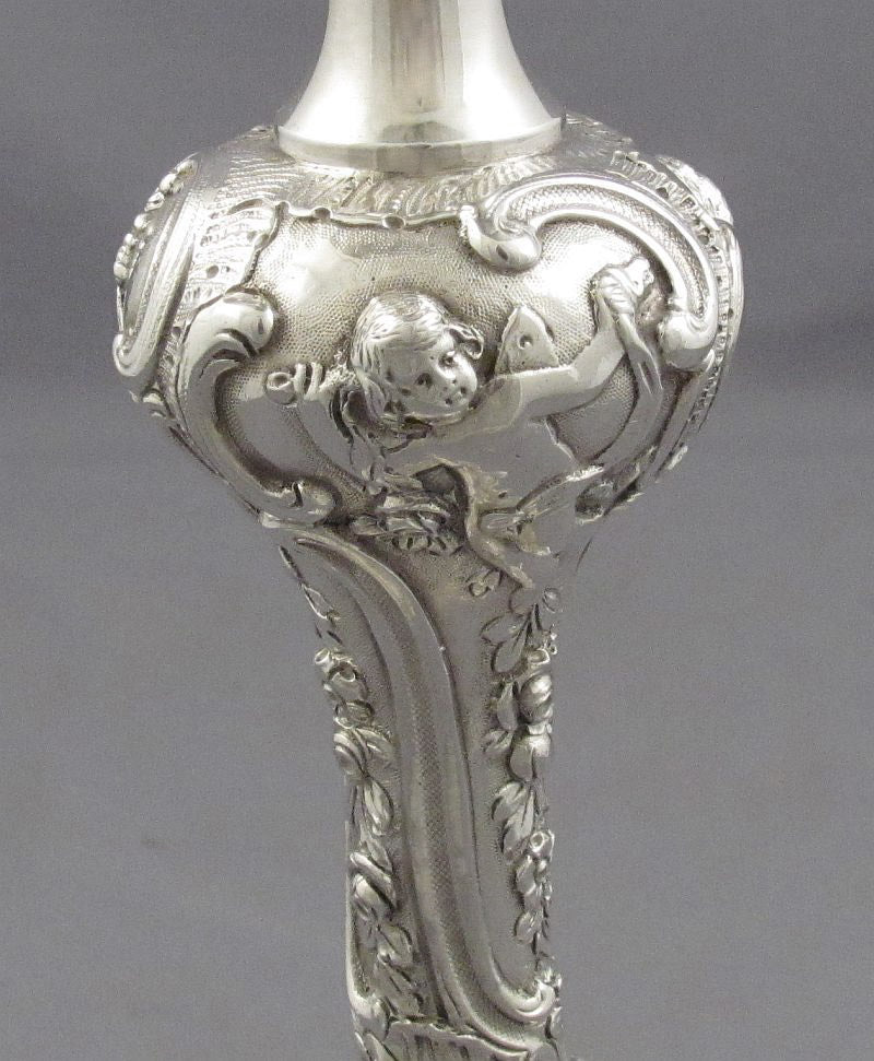 Rococo Sterling Silver Candlesticks - JH Tee Antiques