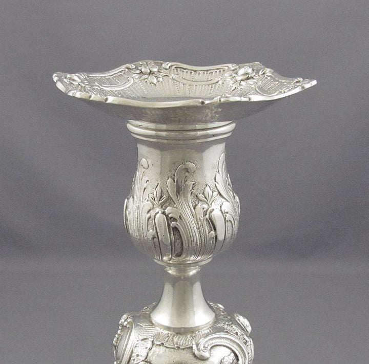 Rococo Sterling Silver Candlesticks - JH Tee Antiques