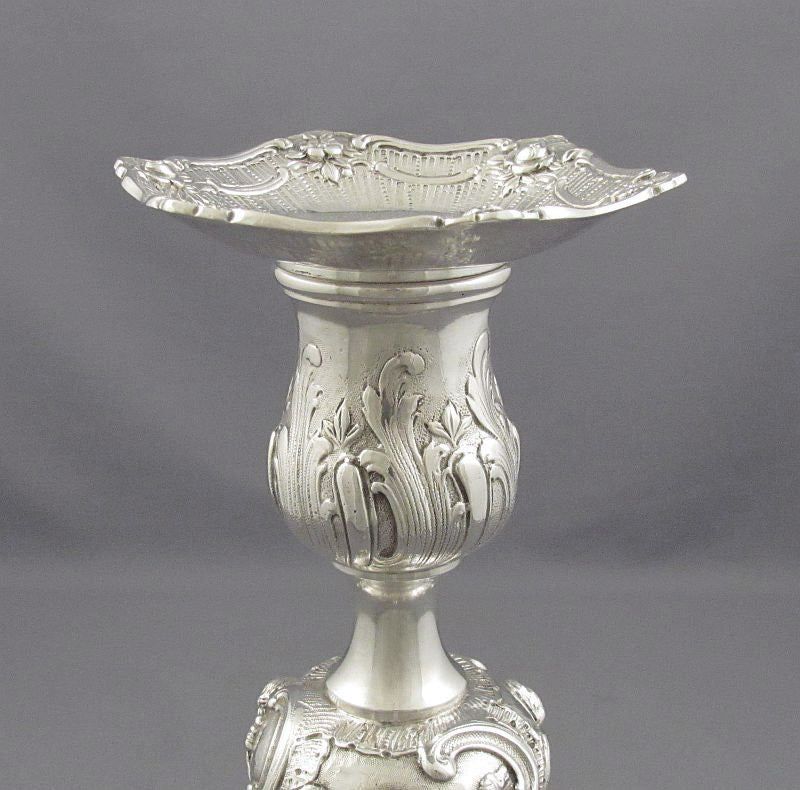 Rococo Sterling Silver Candlesticks - JH Tee Antiques