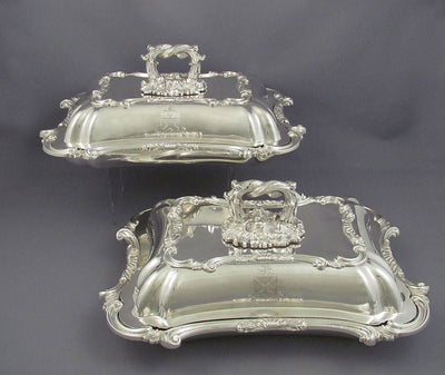 Pair of Victorian Silver Entree Dishes - JH Tee Antiques