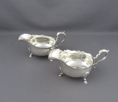 Pair of English Sterling Silver Sauce Boats - JH Tee Antiques