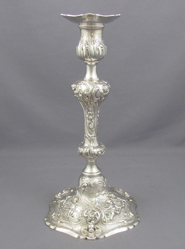 Rococo Sterling Silver Candlesticks - JH Tee Antiques