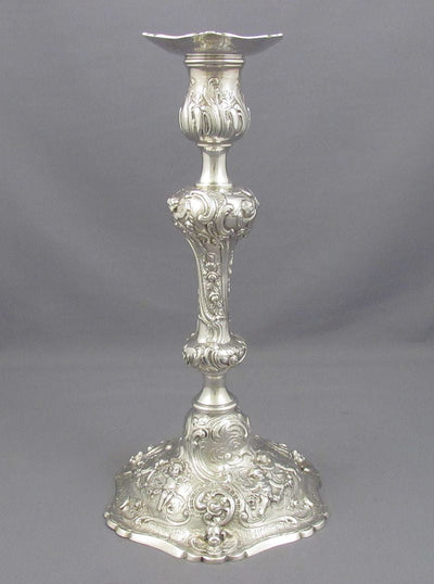 Rococo Sterling Silver Candlesticks - JH Tee Antiques