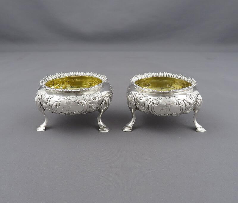 Pair of Victorian Sterling Silver Salts - JH Tee Antiques