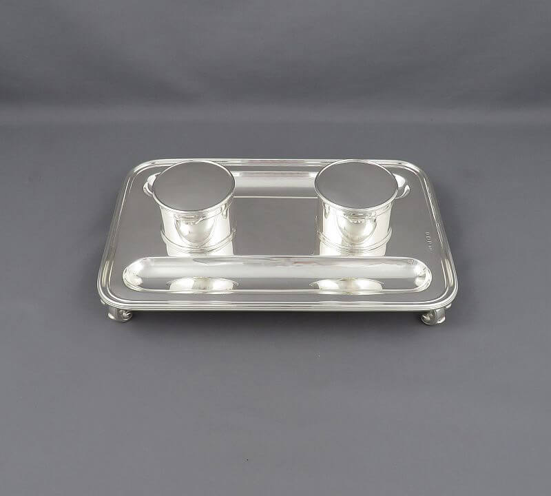 English Sterling Silver Inkstand - JH Tee Antiques