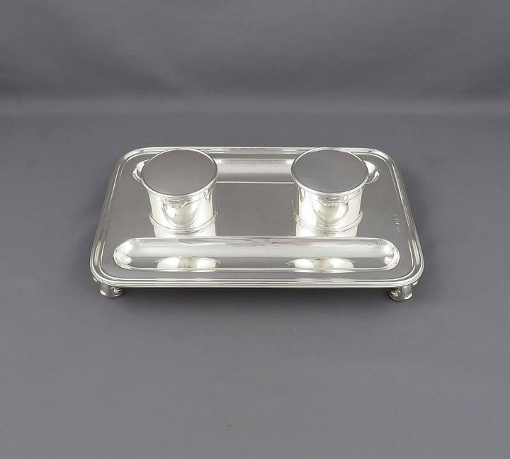 English Sterling Silver Inkstand - JH Tee Antiques