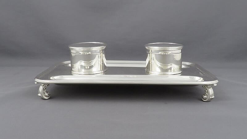 English Sterling Silver Inkstand - JH Tee Antiques