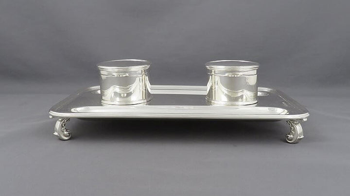 English Sterling Silver Inkstand - JH Tee Antiques