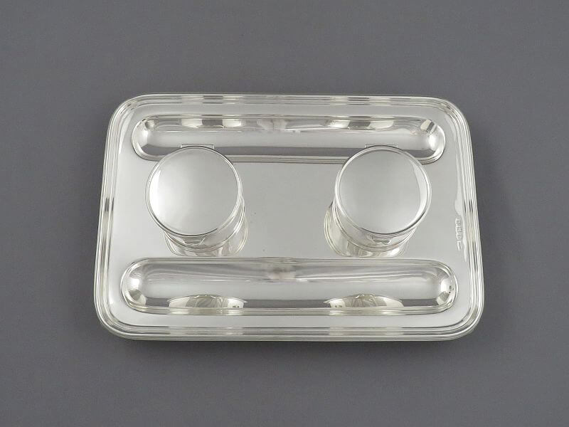 English Sterling Silver Inkstand - JH Tee Antiques