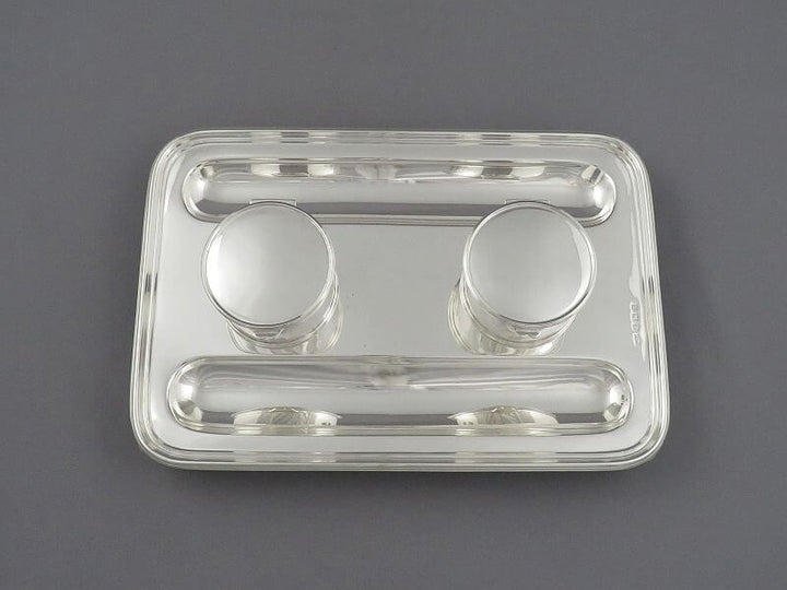 English Sterling Silver Inkstand - JH Tee Antiques