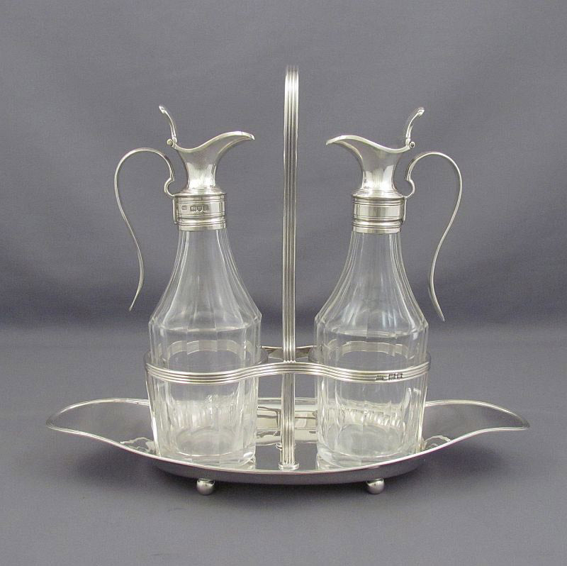 English Silver Oil & Vinegar Cruet - JH Tee Antiques