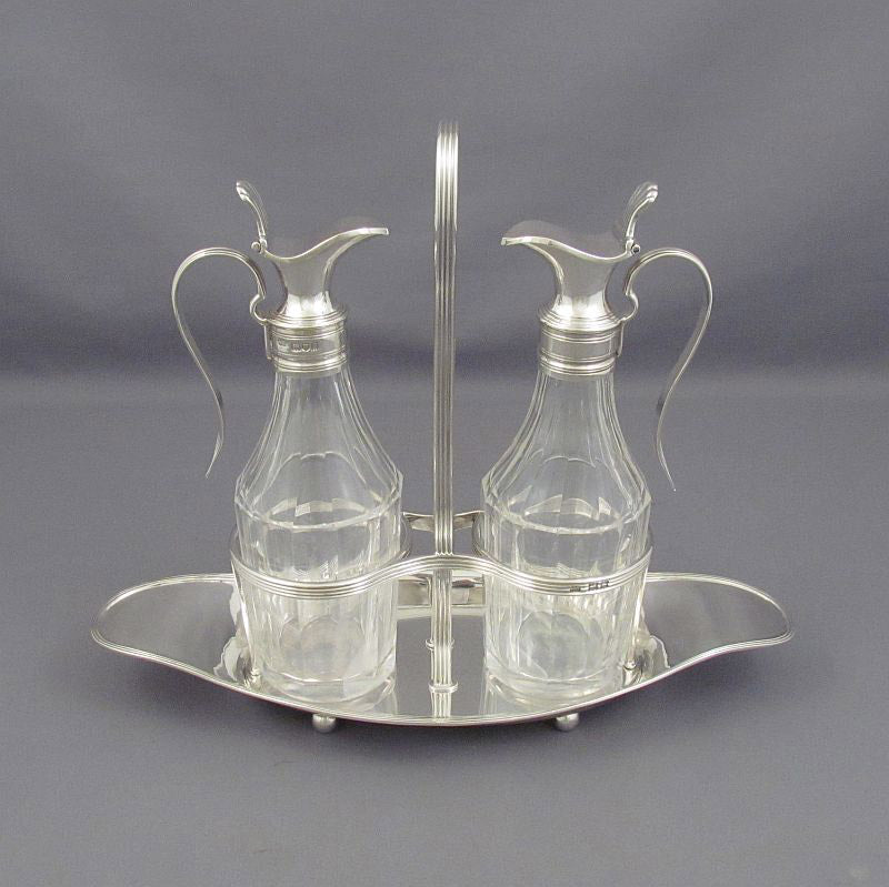 English Silver Oil & Vinegar Cruet - JH Tee Antiques