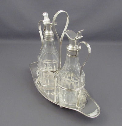 English Silver Oil & Vinegar Cruet - JH Tee Antiques