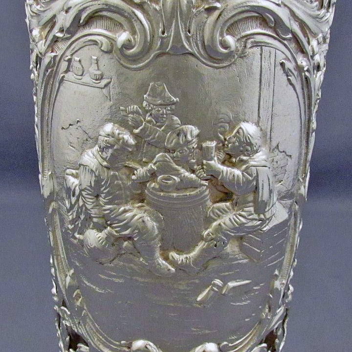 Large German Silver &amp; Glass Vase - JH Tee Antiques