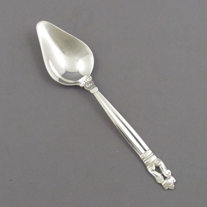 Acorn By Georg Jensen Sterling Silver Tea Caddy Sugar Spoon – Round Bowl 4 1/8 Inches, Post-1940, #171