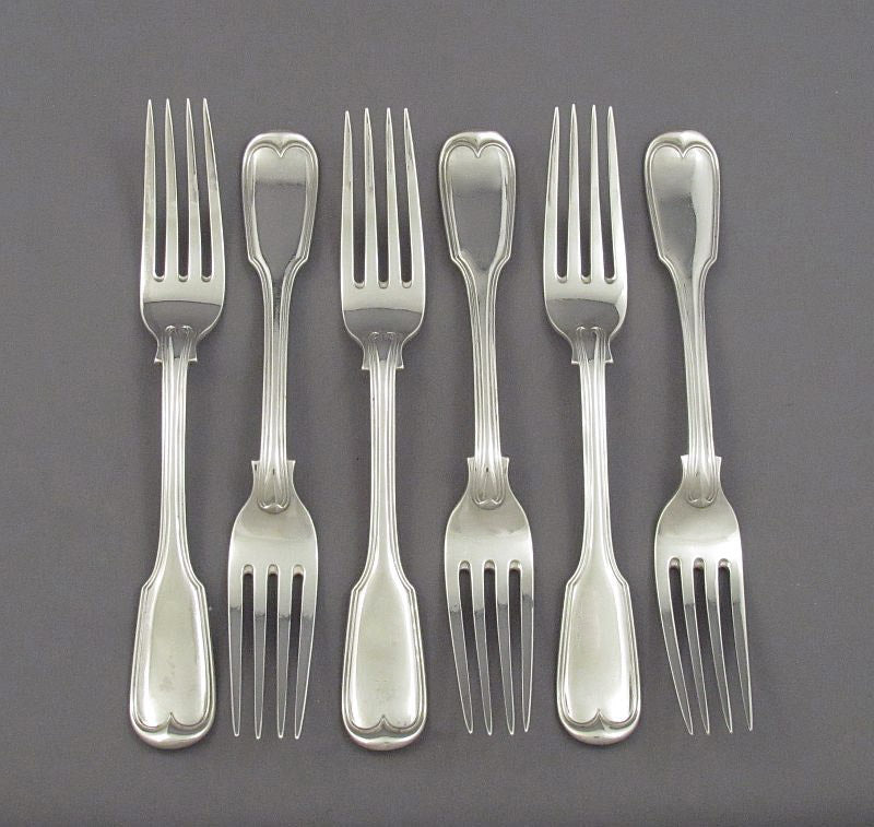George Adams Fiddle Pattern Silver Dinner Forks - JH Tee Antiques