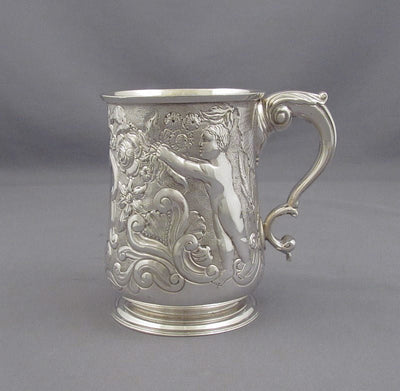 Irish Silver Repousse Mug - JH Tee Antiques