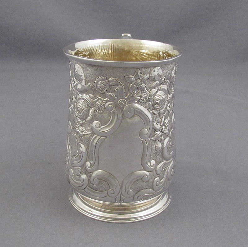 Irish Silver Repousse Mug - JH Tee Antiques