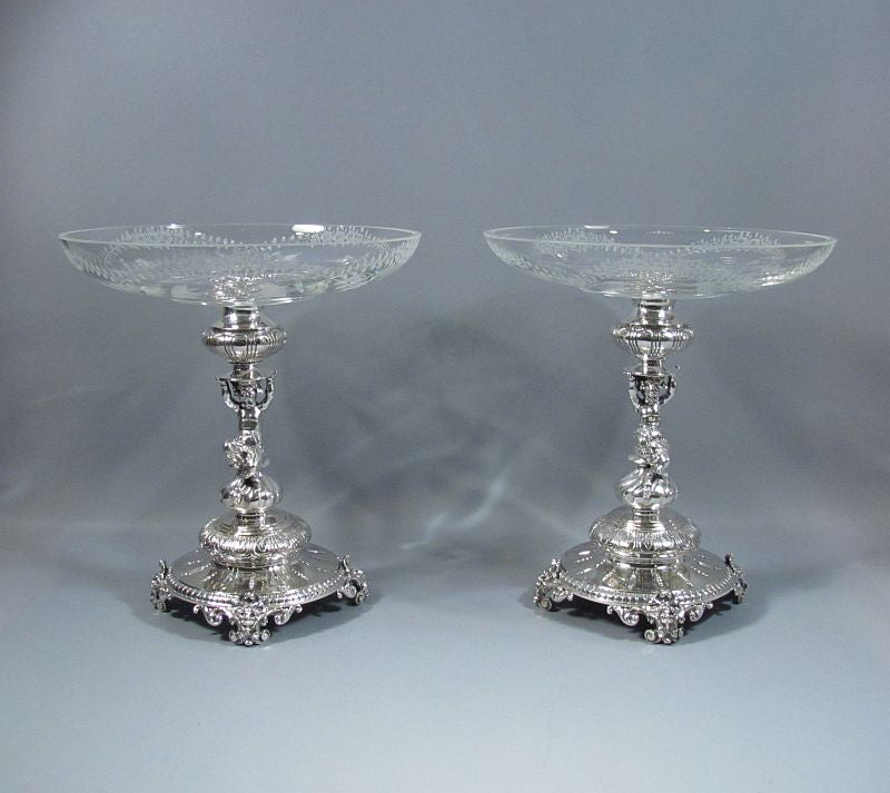 Pair of Austrian Figural Silver Dessert Stands - JH Tee Antiques