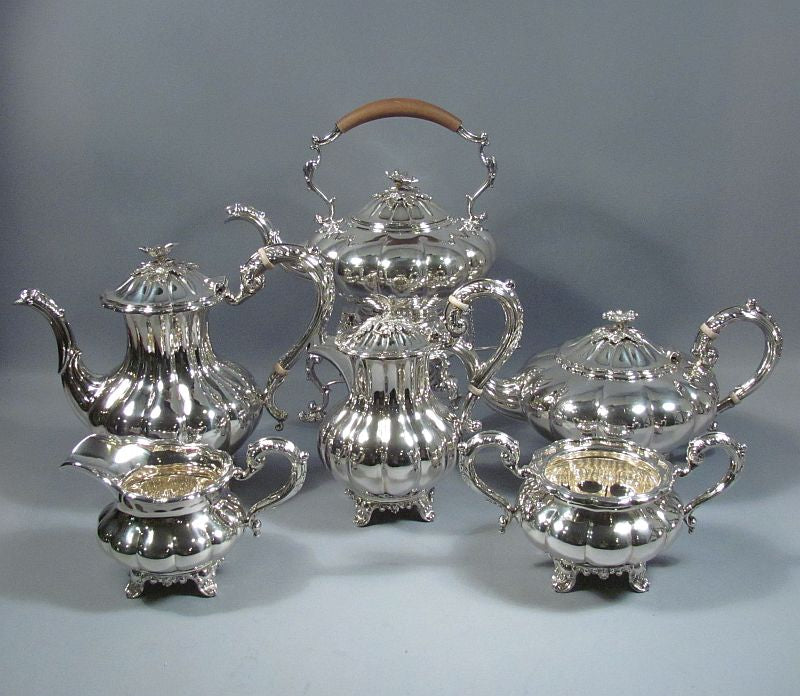 Birks Melon Pattern Sterling Silver Tea Service - JH Tee Antiques