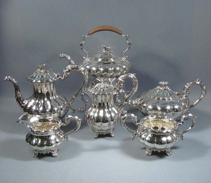 Birks Melon Pattern Sterling Silver Tea Service - JH Tee Antiques