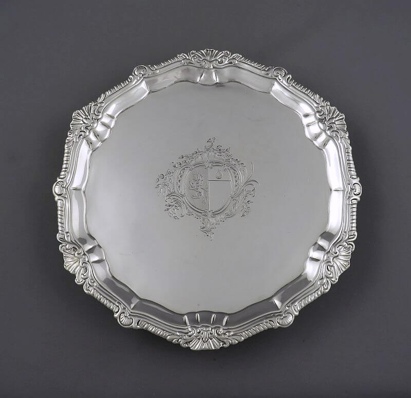Irish Georgian Sterling Silver Salver - JH Tee Antiques