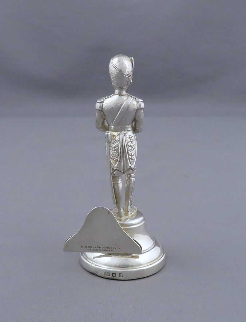 English Sterling Silver Military Soldier Menu Holders - JH Tee Antiques