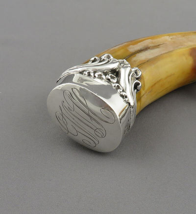 Sterling Silver Mounted Boar's Tusk Corkscrew - JH Tee Antiques