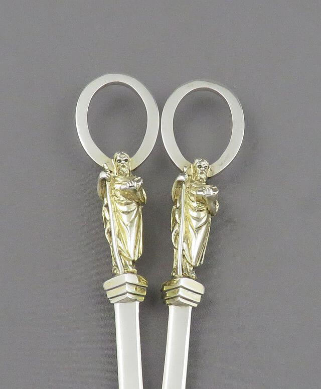 Victorian Silver Apostle Grape Shears - JH Tee Antiques