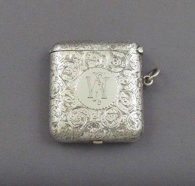 Victorian Silver Vesta Double Sovereign Case - JH Tee Antiques