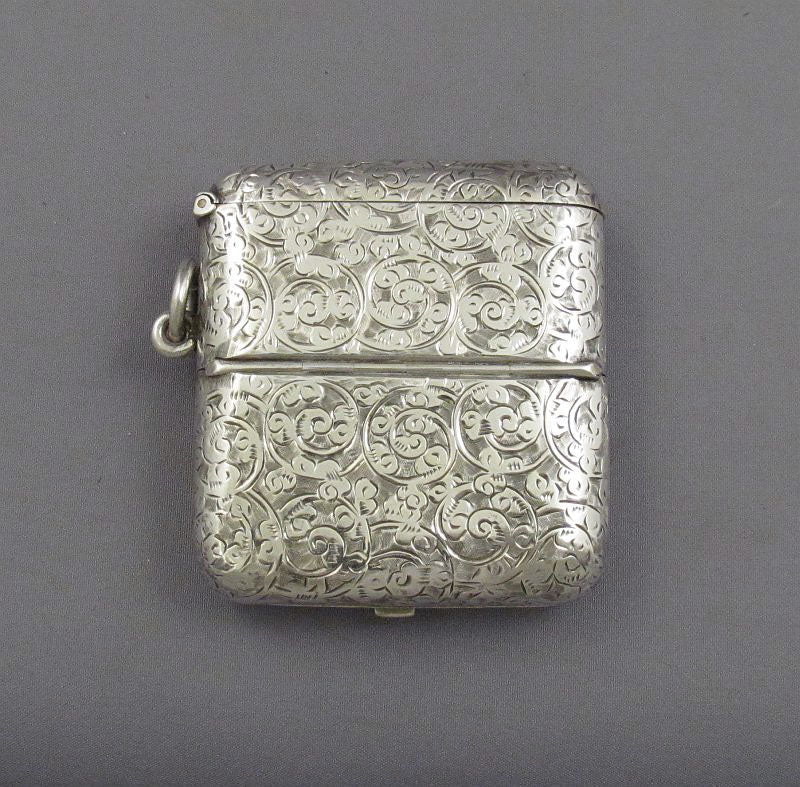 Victorian Silver Vesta Double Sovereign Case - JH Tee Antiques