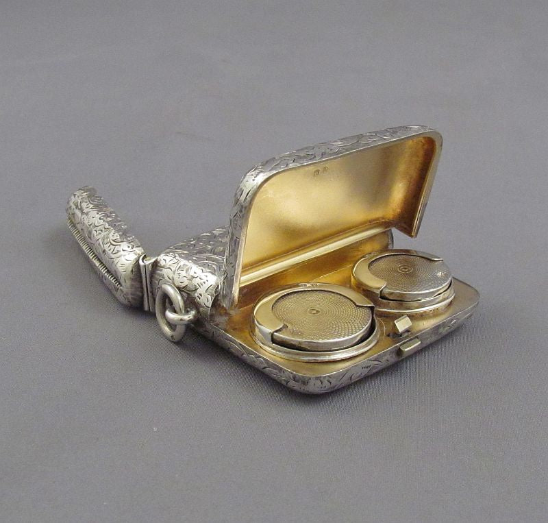 Victorian Silver Vesta Double Sovereign Case - JH Tee Antiques