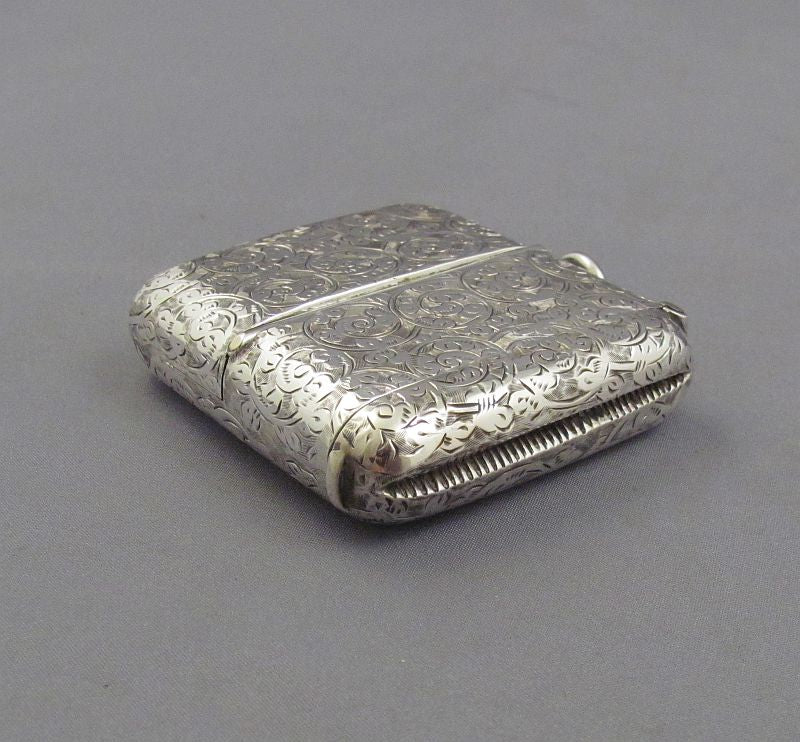 Victorian Silver Vesta Double Sovereign Case - JH Tee Antiques