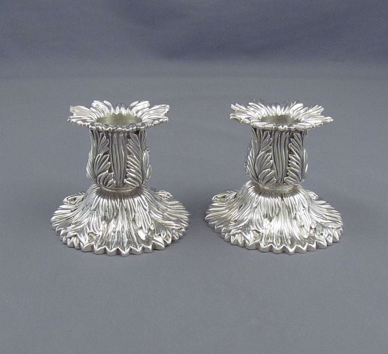 Tiffany Chrysanthemum Sterling Candlesticks - JH Tee Antiques