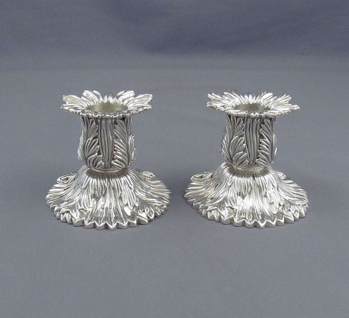 Tiffany Chrysanthemum Sterling Candlesticks - JH Tee Antiques