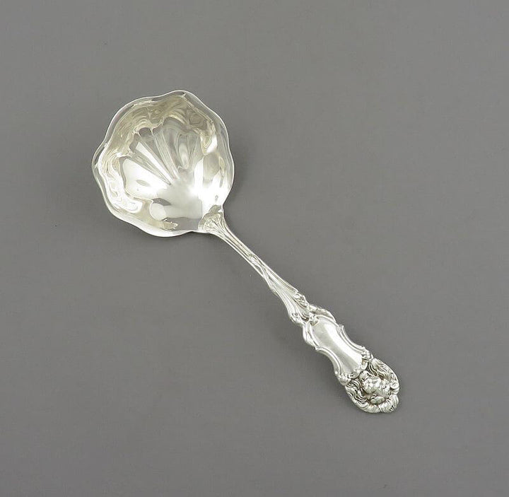 Lion Pattern Sterling Gravy Ladle - JH Tee Antiques