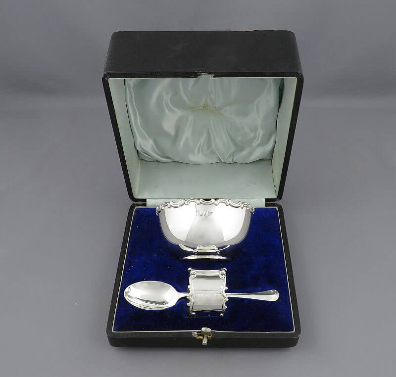 English Sterling Silver Christening Set - JH Tee Antiques