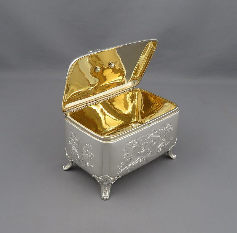 German .800 Silver Sugar Box - JH Tee Antiques