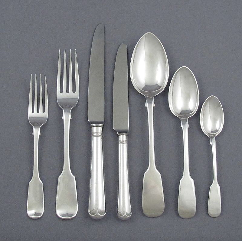 Fiddle Pattern Flatware Set - JH Tee Antiques