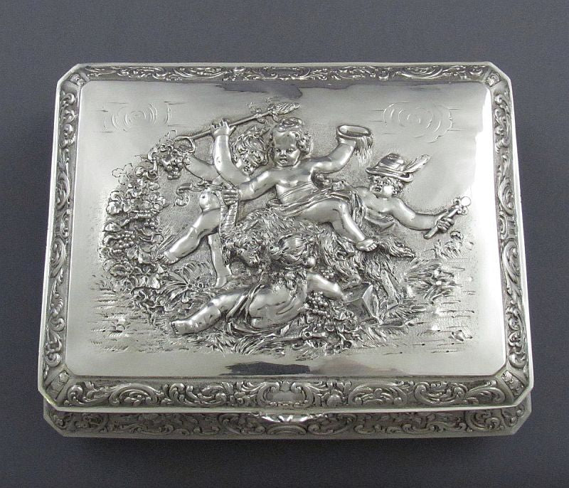 Large Baroque Style Silver Casket - JH Tee Antiques