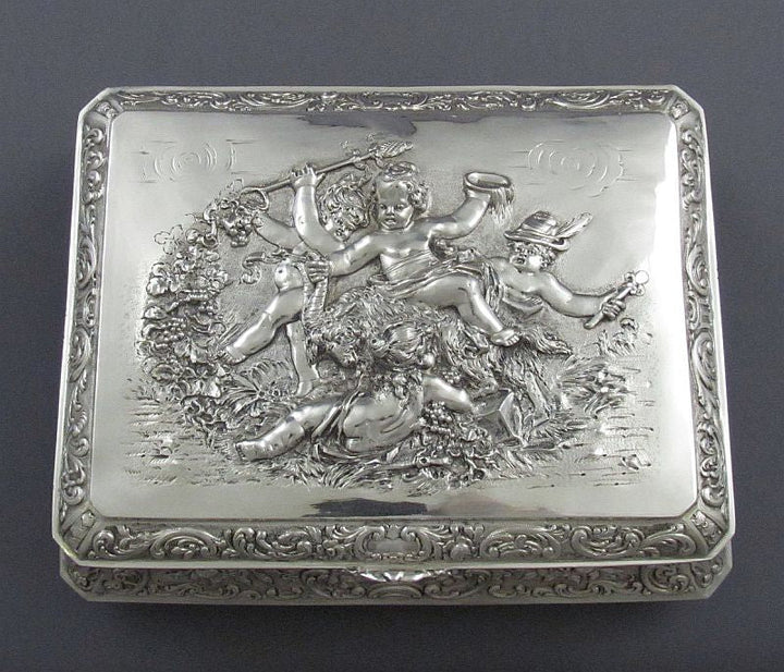 Large Baroque Style Silver Casket - JH Tee Antiques
