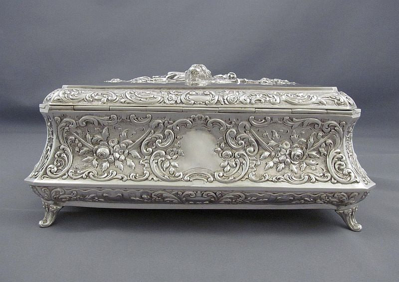 Large Baroque Style Silver Casket - JH Tee Antiques