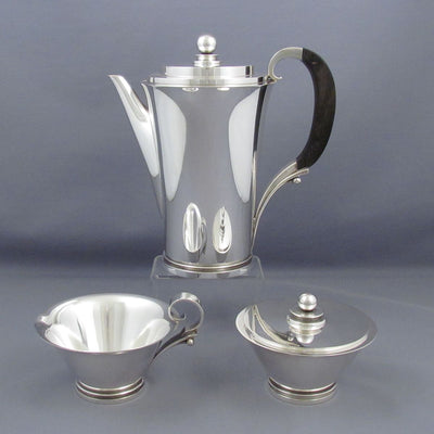 Georg Jensen Pyramid Pattern Sterling Silver Coffee Set - JH Tee Antiques