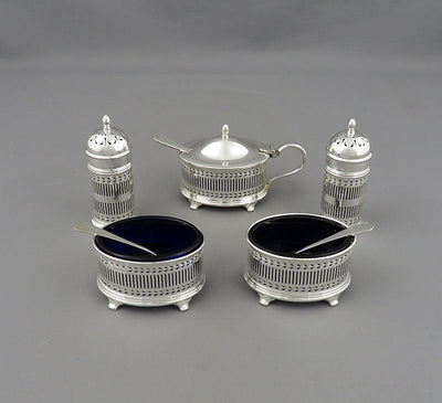 English Silver Condiment Set - JH Tee Antiques