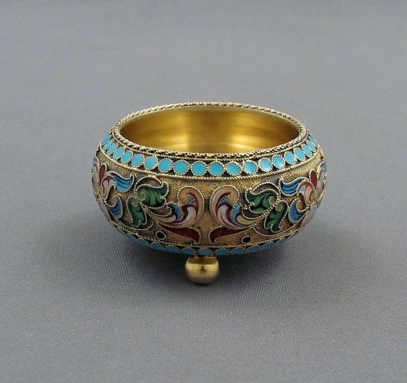 6 Russian Silver and Enamel Open Salts - JH Tee Antiques