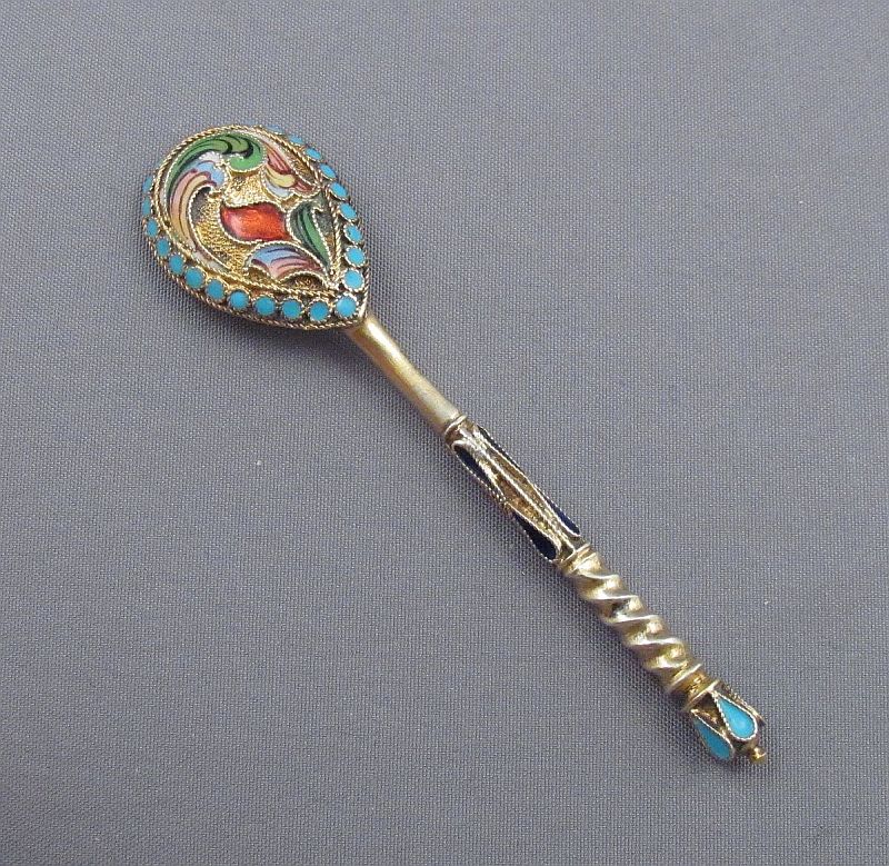 6 Russian Silver and Enamel Open Salts - JH Tee Antiques