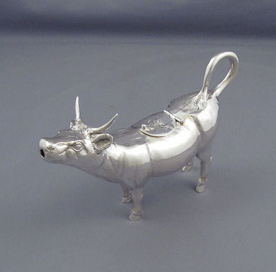 German Sterling Silver Cow Creamer - JH Tee Antiques